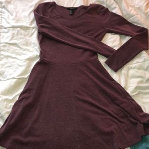 FOREVER 21 maroon long sleeve skater dress